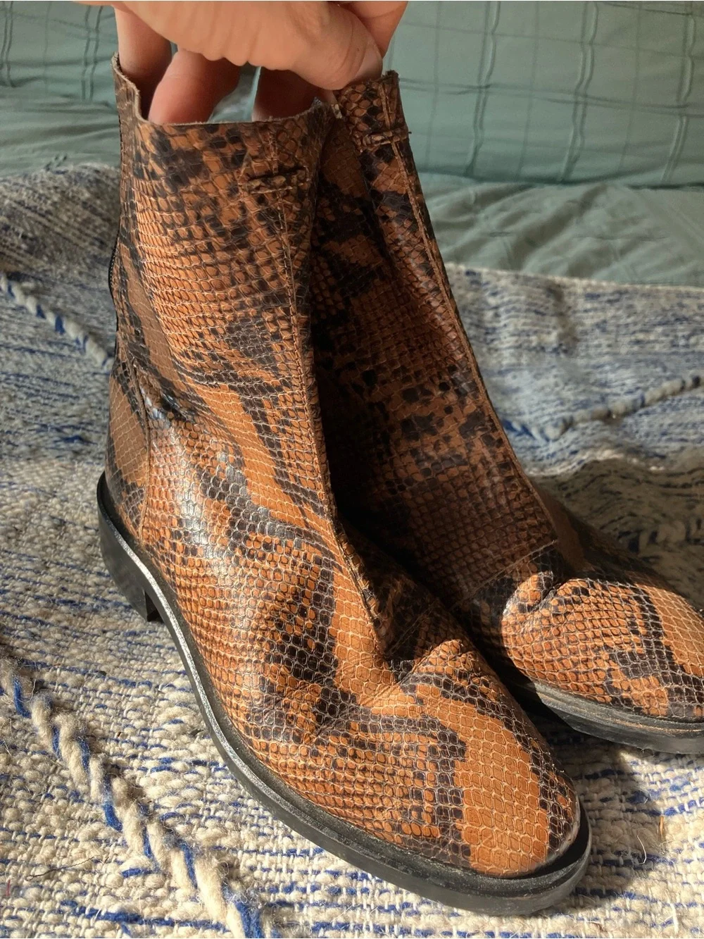 Intervalle snakeskin leather vintage like boots